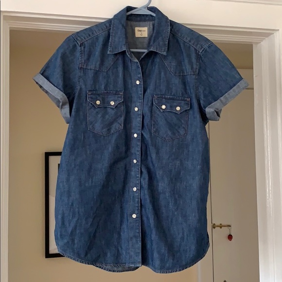 Button down Demin short sleeve shirt